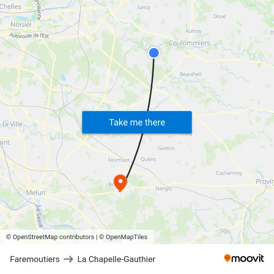 Faremoutiers to La Chapelle-Gauthier map