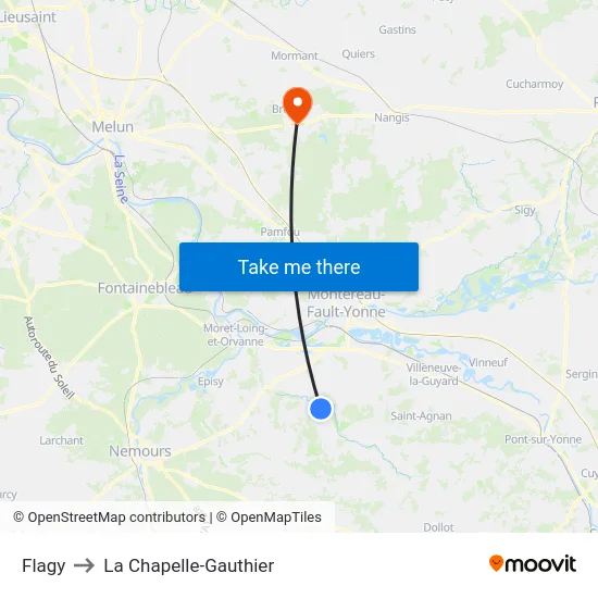 Flagy to La Chapelle-Gauthier map