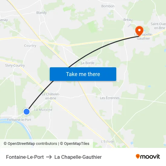 Fontaine-Le-Port to La Chapelle-Gauthier map