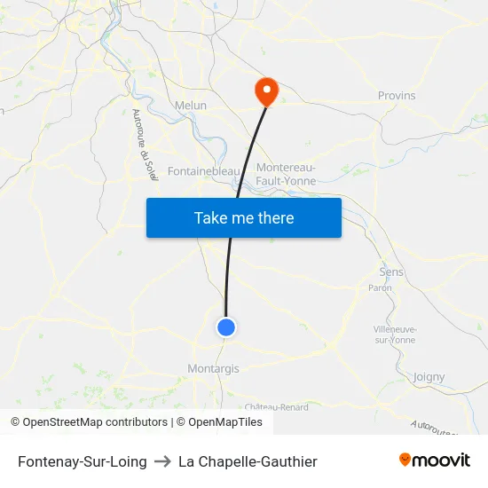 Fontenay-Sur-Loing to La Chapelle-Gauthier map