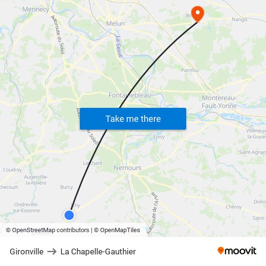 Gironville to La Chapelle-Gauthier map