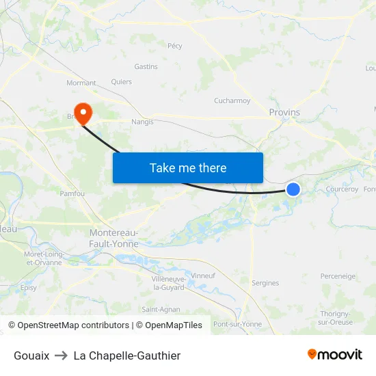 Gouaix to La Chapelle-Gauthier map