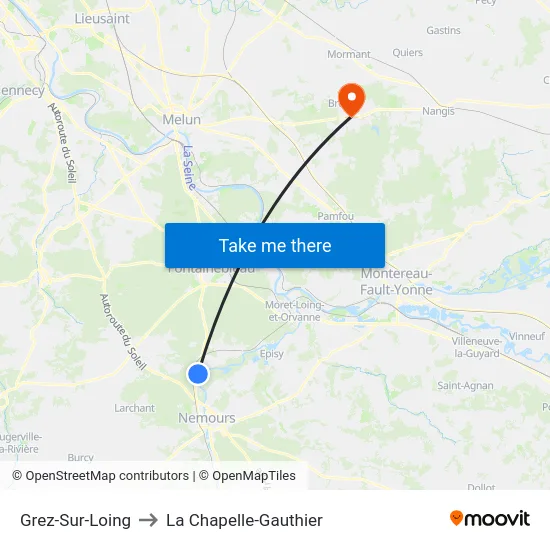 Grez-Sur-Loing to La Chapelle-Gauthier map