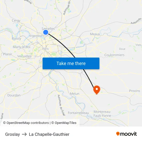 Groslay to La Chapelle-Gauthier map