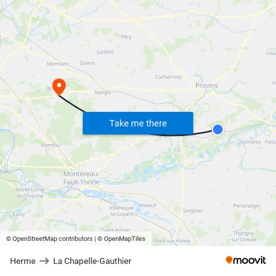 Herme to La Chapelle-Gauthier map