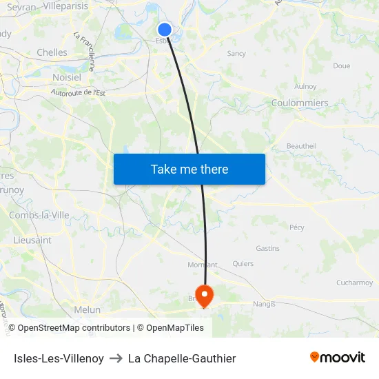 Isles-Les-Villenoy to La Chapelle-Gauthier map