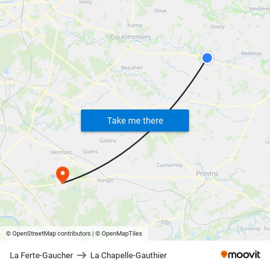 La Ferte-Gaucher to La Chapelle-Gauthier map