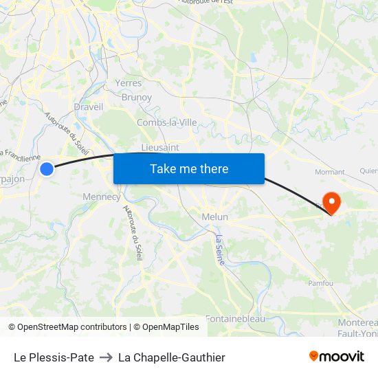 Le Plessis-Pate to La Chapelle-Gauthier map