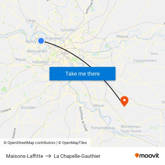 Maisons-Laffitte to La Chapelle-Gauthier map