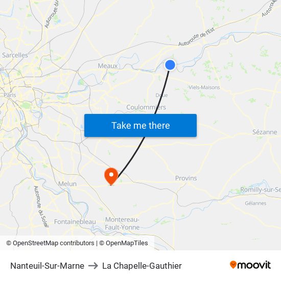 Nanteuil-Sur-Marne to La Chapelle-Gauthier map