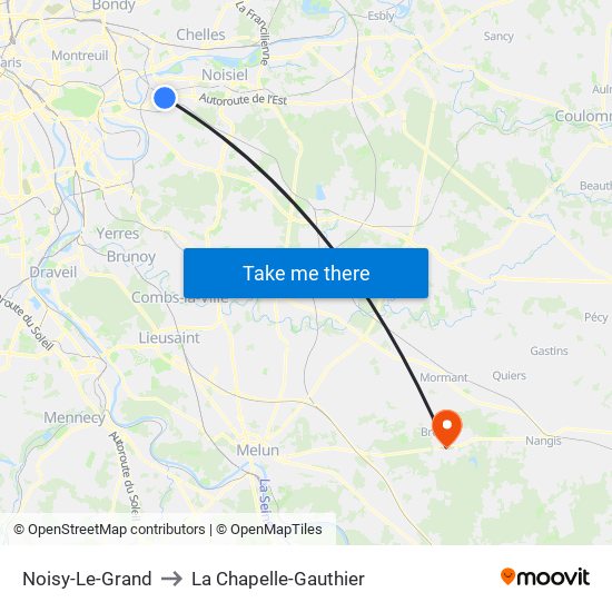 Noisy-Le-Grand to La Chapelle-Gauthier map