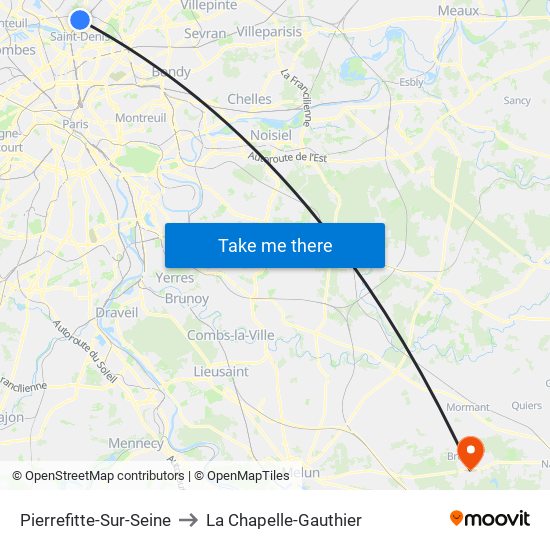 Pierrefitte-Sur-Seine to La Chapelle-Gauthier map