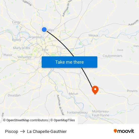 Piscop to La Chapelle-Gauthier map