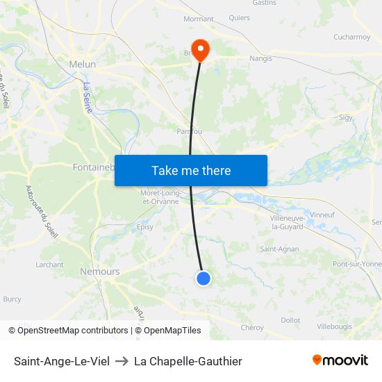 Saint-Ange-Le-Viel to La Chapelle-Gauthier map
