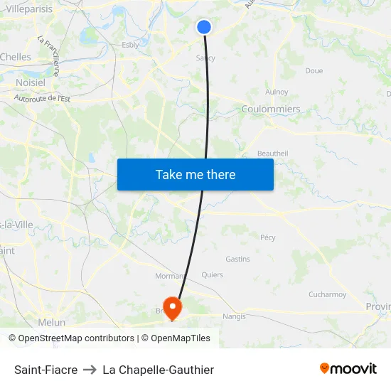Saint-Fiacre to La Chapelle-Gauthier map