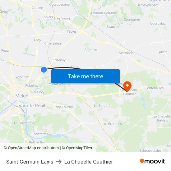 Saint-Germain-Laxis to La Chapelle-Gauthier map
