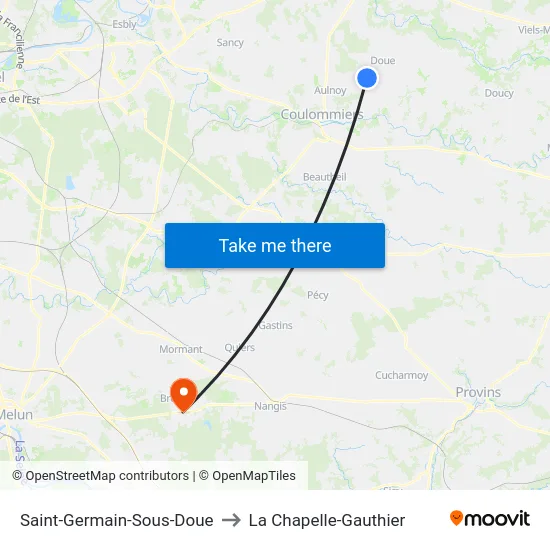 Saint-Germain-Sous-Doue to La Chapelle-Gauthier map
