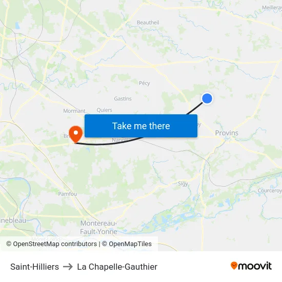 Saint-Hilliers to La Chapelle-Gauthier map