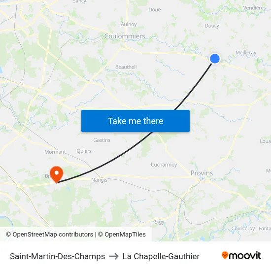 Saint-Martin-Des-Champs to La Chapelle-Gauthier map