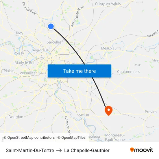 Saint-Martin-Du-Tertre to La Chapelle-Gauthier map