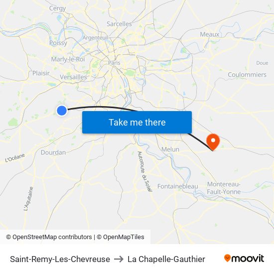 Saint-Remy-Les-Chevreuse to La Chapelle-Gauthier map