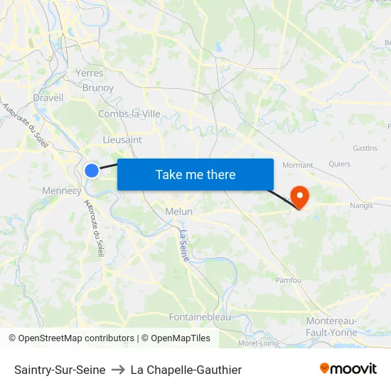 Saintry-Sur-Seine to La Chapelle-Gauthier map