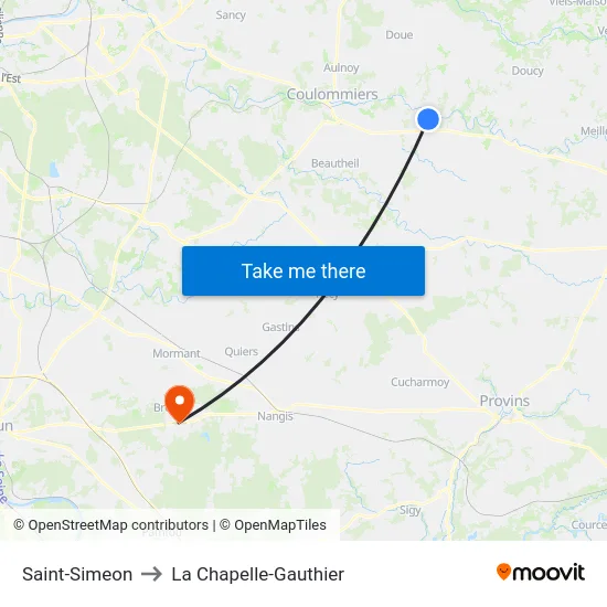 Saint-Simeon to La Chapelle-Gauthier map