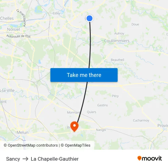 Sancy to La Chapelle-Gauthier map