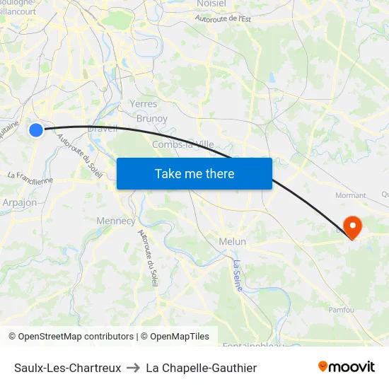 Saulx-Les-Chartreux to La Chapelle-Gauthier map