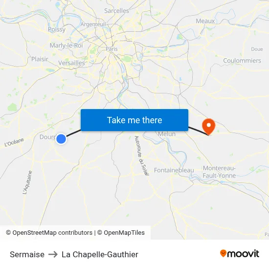 Sermaise to La Chapelle-Gauthier map