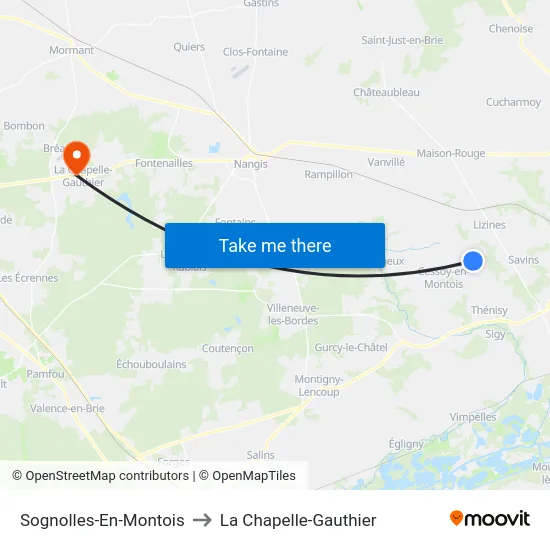 Sognolles-En-Montois to La Chapelle-Gauthier map