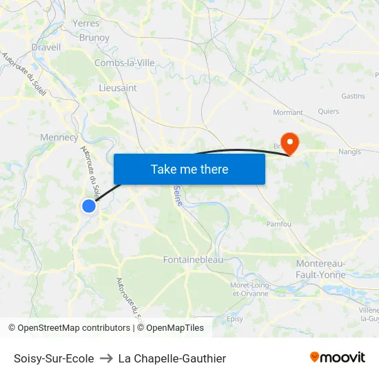 Soisy-Sur-Ecole to La Chapelle-Gauthier map