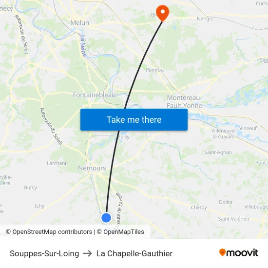 Souppes-Sur-Loing to La Chapelle-Gauthier map