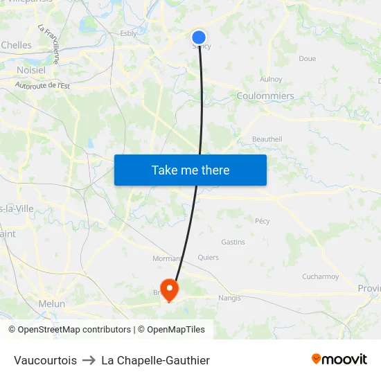 Vaucourtois to La Chapelle-Gauthier map