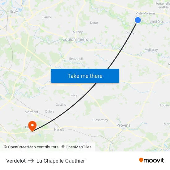 Verdelot to La Chapelle-Gauthier map