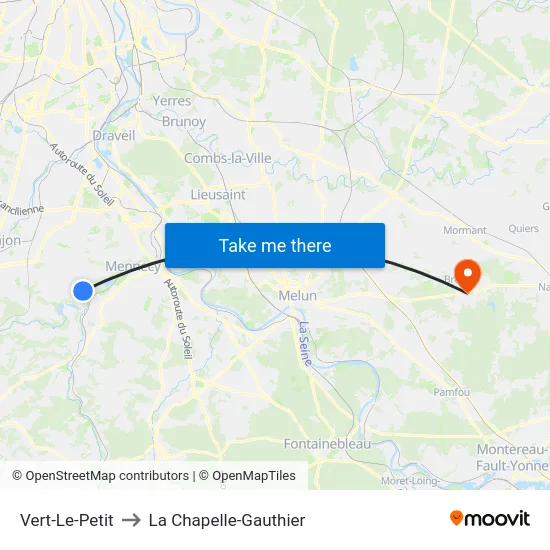 Vert-Le-Petit to La Chapelle-Gauthier map