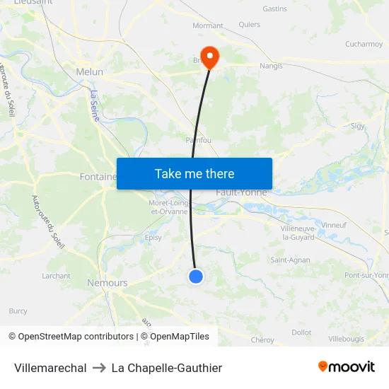 Villemarechal to La Chapelle-Gauthier map