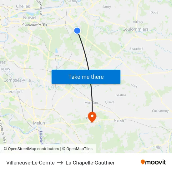 Villeneuve-Le-Comte to La Chapelle-Gauthier map