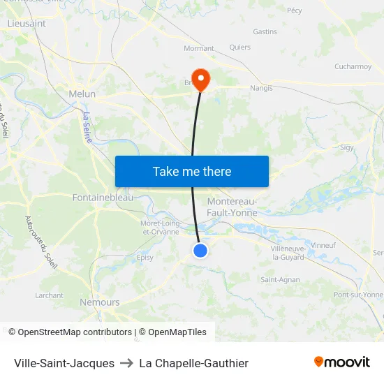 Ville-Saint-Jacques to La Chapelle-Gauthier map