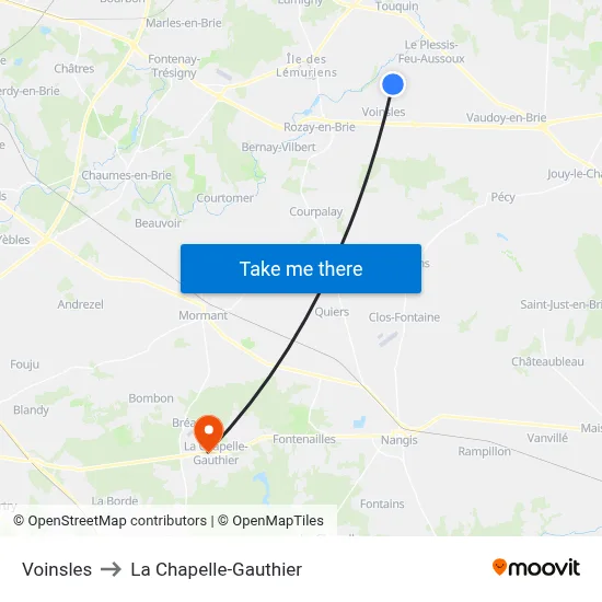Voinsles to La Chapelle-Gauthier map