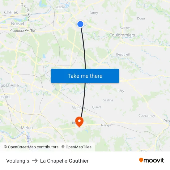 Voulangis to La Chapelle-Gauthier map