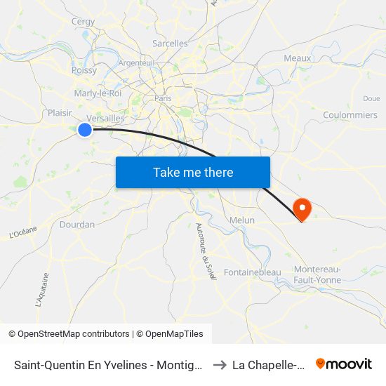 Saint-Quentin En Yvelines - Montigny-Le-Bretonneux to La Chapelle-Gauthier map