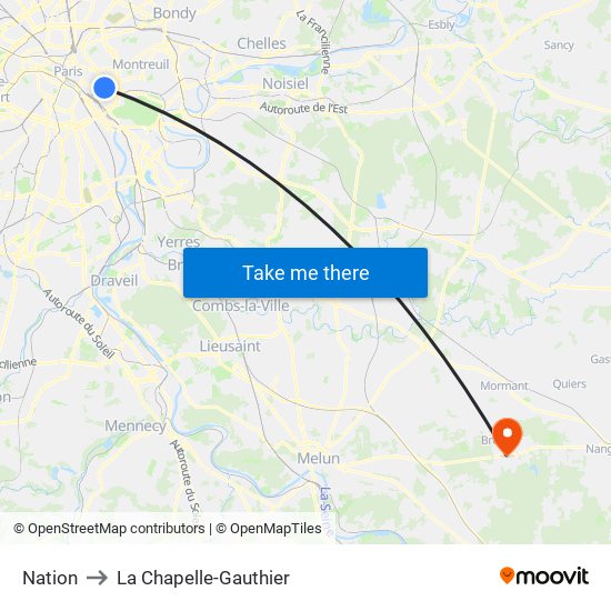 Nation to La Chapelle-Gauthier map