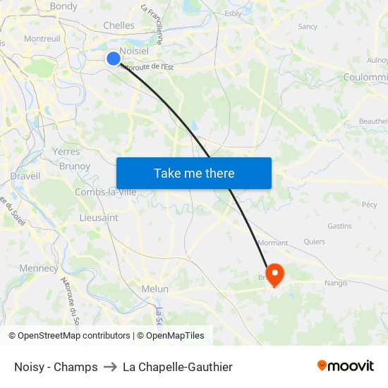 Noisy - Champs to La Chapelle-Gauthier map