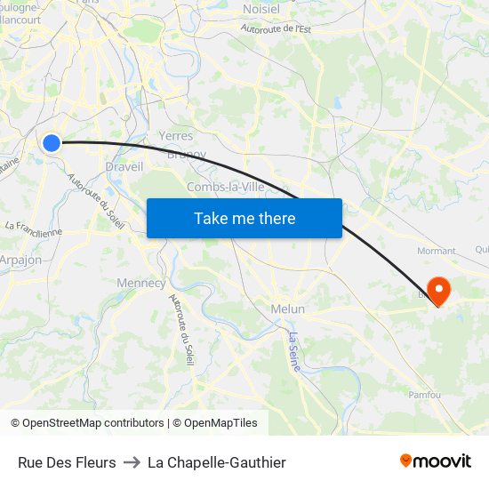 Rue Des Fleurs to La Chapelle-Gauthier map