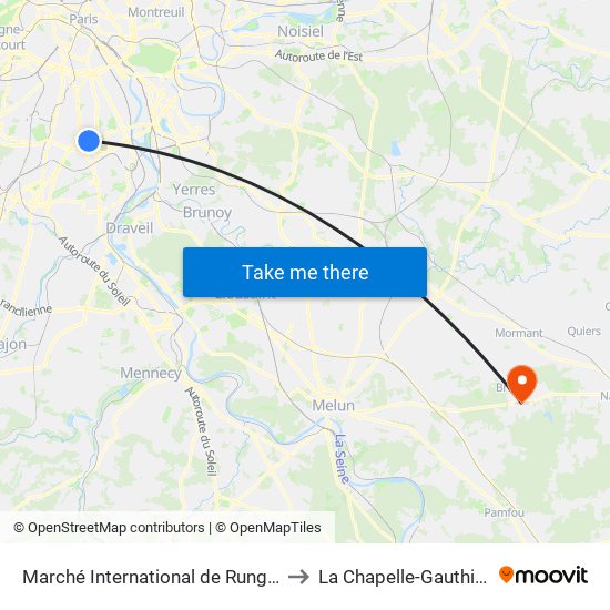 Marché International de Rungis to La Chapelle-Gauthier map