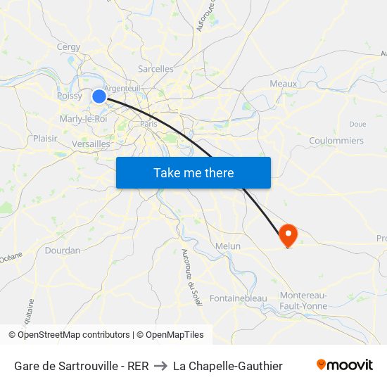 Gare de Sartrouville - RER to La Chapelle-Gauthier map