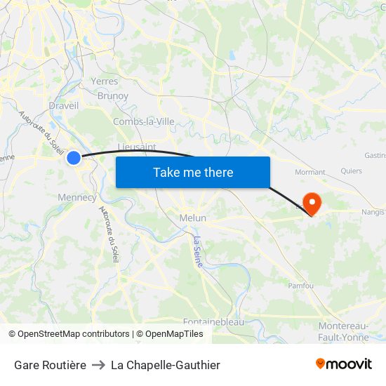 Gare Routière to La Chapelle-Gauthier map