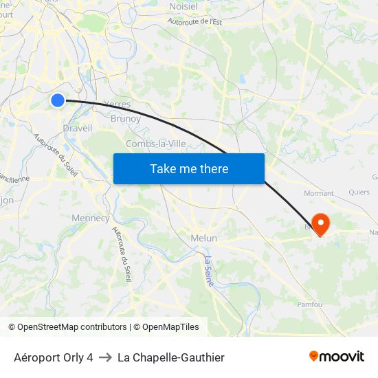 Aéroport Orly 4 to La Chapelle-Gauthier map