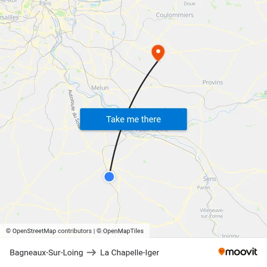 Bagneaux-Sur-Loing to La Chapelle-Iger map